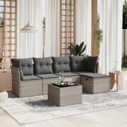 vidaXL 6 részes világosszürke polyrattan kerti ülőgarnitúra párnákkal (3263148)
