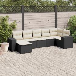 vidaXL 7 részes fekete polyrattan kerti ülőgarnitúra párnával (3222875)