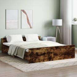 vidaXL füstös tölgy színű ágykeret fej- és lábtámlával 160 x 200 cm (3203765)