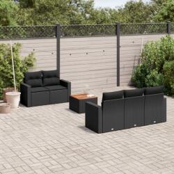 vidaXL 6 részes fekete polyrattan kerti ülőgarnitúra párnákkal (3256335)