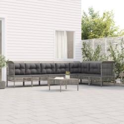 vidaXL 8 részes szürke polyrattan kerti ülőgarnitúra párnákkal (3187518)