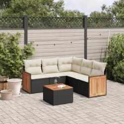 vidaXL 6 részes fekete polyrattan kerti ülőgarnitúra párnákkal (3260047)