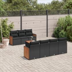vidaXL 8 részes fekete polyrattan kerti ülőgarnitúra párnákkal (3259885)