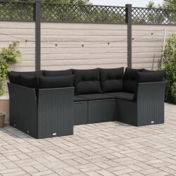 vidaXL 6 részes fekete polyrattan kerti ülőgarnitúra párnákkal (3218105)