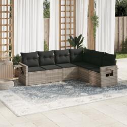 vidaXL 6 részes világosszürke polyrattan kerti ülőgarnitúra párnákkal (3252549)