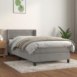 vidaXL világosszürke bársony rugós ágy matraccal 90 x 200 cm (3130997)