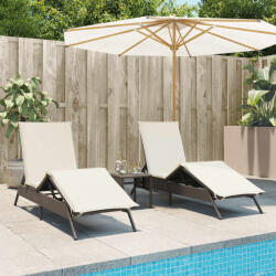 vidaXL 2 db barna polyrattan napozóágy asztallal (4002711)