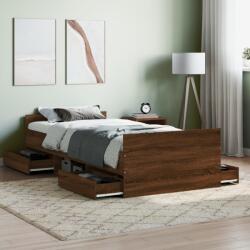 vidaXL barna tölgy színű ágykeret fej- és lábtámlával 90 x 200 cm (3203809) - vidaxl
