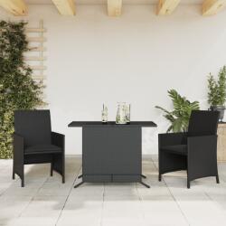 vidaXL 3 részes fekete polyrattan bisztrógarnitúra párnával (365117)