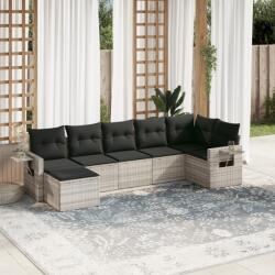 vidaXL 7 részes világosszürke polyrattan kerti ülőgarnitúra párnákkal (3220481)