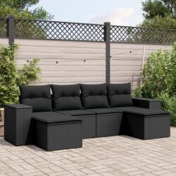 vidaXL 6 részes fekete polyrattan kerti ülőgarnitúra párnákkal (3222914)