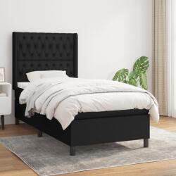 vidaXL fekete szövet rugós ágy matraccal 90x200 cm (3131643)