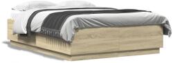 vidaXL sonoma tölgy színű szerelt fa ágykeret LED-del 120 x 200 cm (3209620) - vidaxl