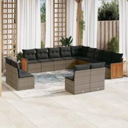 vidaXL 13 részes szürke polyrattan kerti ülőgarnitúra párnákkal (3228167) - vidaxl