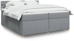 vidaXL világosszürke szövet rugós ágy matraccal 200 x 200 cm (3289094)