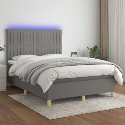vidaXL sötétszürke szövet rugós és LED-es ágy matraccal 140x190 cm (3135590)