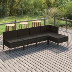 vidaXL 5 részes fekete polyrattan kerti ülőgarnitúra párnákkal (3094369)