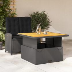 vidaXL 2 részes fekete polyrattan kerti étkezőgarnitúra párnával (3277331)