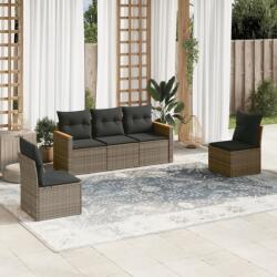 vidaXL 5 részes szürke polyrattan kerti ülőgarnitúra párnákkal (3258252)