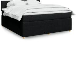 vidaXL fekete szövet rugós ágy matraccal 180 x 200 cm (3287530)