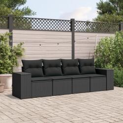 vidaXL 4 részes fekete polyrattan kerti ülőgarnitúra párnákkal (3254612)