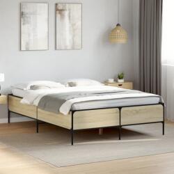 vidaXL sonoma tölgyszínű szerelt fa és fém ágykeret 140x190 cm (3279808)