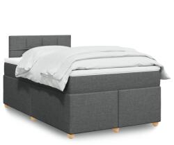 vidaXL sötétszürke szövet rugós ágy matraccal 120 x 190 cm (3288920)