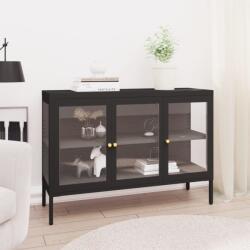 vidaXL fekete acél és üveg tálalószekrény 105 x 35 x 70 cm (336067) - vidaxl