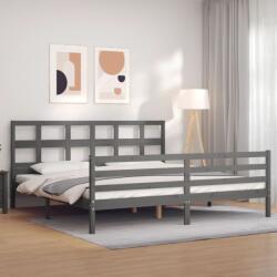 vidaXL szürke tömör fa ágykeret fejtámlával 200 x 200 cm (3194853)