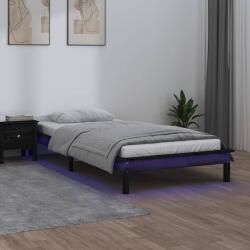 vidaXL fekete tömör fa ágykeret LED-világítással 90 x 200 cm (820595) - vidaxl