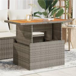 vidaXL szürke polyrattan és akácfa kerti asztal 100 x 55 x 73 cm (366127)