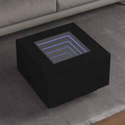 vidaXL fekete szerelt fa dohányzóasztal LED-lámpákkal 60 x 60 x 40 cm (847568) - vidaxl
