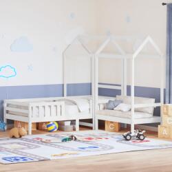 vidaXL fehér tömör fenyőfa ágy és pad szett tetővel 90 x 200 cm (3282175)