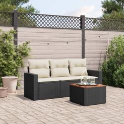 vidaXL 4 részes fekete polyrattan kerti ülőgarnitúra párnákkal (3256322) - vidaxl