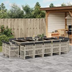 vidaXL 15 részes szürke polyrattan kerti étkezőgarnitúra párnákkal (3210875)