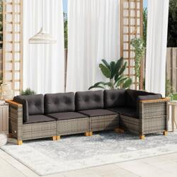 vidaXL 5 részes szürke polyrattan kerti ülőgarnitúra párnákkal (3261810)