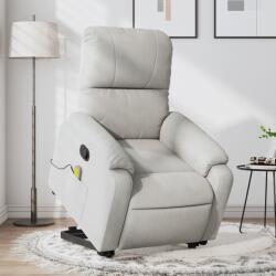 vidaXL világosszürke mikroszálas szövet felállást segítő masszázsfotel (3204937)