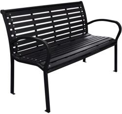 vidaXL fekete acél és WPC kerti pad 116 cm (319578) - vidaxl