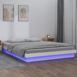 vidaXL kis kétszemélyes fehér tömör fa LED-es ágykeret 120 x 190 cm (820008) - vidaxl