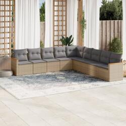 vidaXL 9 részes bézs polyrattan kerti ülőgarnitúra párnákkal (3258461)