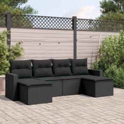 vidaXL 6 részes fekete polyrattan kerti ülőgarnitúra párnákkal (3219305)