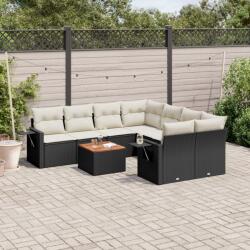 vidaXL 9 részes fekete polyrattan kerti ülőgarnitúra párnákkal (3256819) - vidaxl