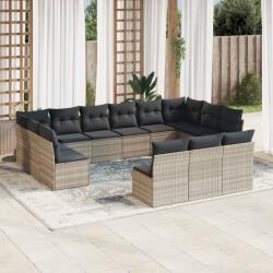 vidaXL 13 részes világosszürke polyrattan kerti ülőgarnitúra párnákkal (3250231)