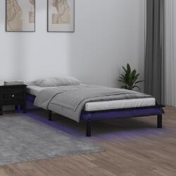 vidaXL kis egyszemélyes fekete tömör fa LED-es ágykeret 75 x 190 cm (820635)