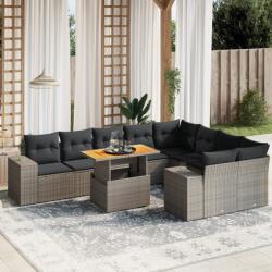 vidaXL 10 részes szürke polyrattan kerti ülőgarnitúra párnákkal (3272796)