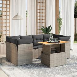 vidaXL 7 részes szürke polyrattan kerti ülőgarnitúra párnákkal (3270689)