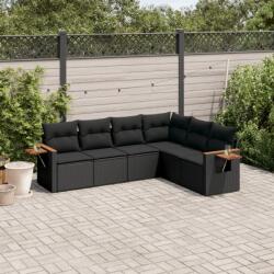 vidaXL 6 részes fekete polyrattan kerti ülőgarnitúra párnákkal (3259241)