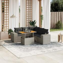 vidaXL 6 részes szürke polyrattan kerti ülőgarnitúra párnákkal (3272635)