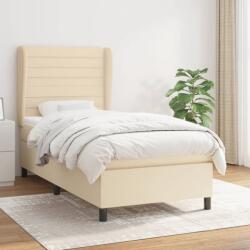 vidaXL krémszínű szövet rugós ágy matraccal 100 x 200 cm (3128026)