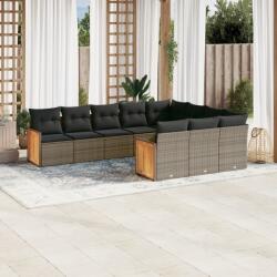 vidaXL 10 részes szürke polyrattan kerti ülőgarnitúra párnákkal (3228020)